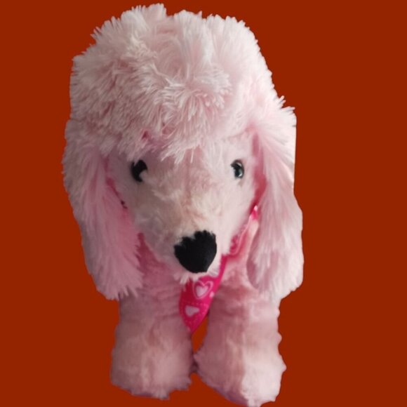 Pink Plush Dog Toy With Heart Ribbon - Medium Size - Picture 1 of 8